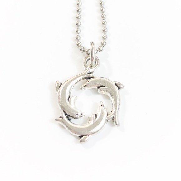 Dolphins Stainless Steel Necklace NWT - Picture 2 of 3